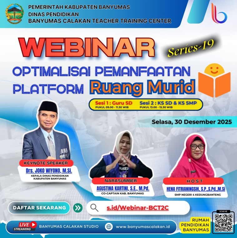Dinas Pendidikan Kabupaten Banyumas Gelar Webinar Optimalisasi Platform Ruang Murid