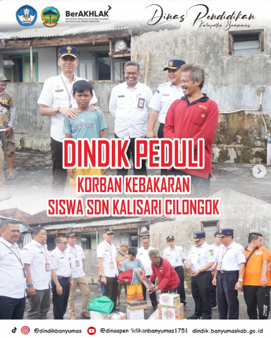 Dinas Pendidikan Banyumas Berikan Bantuan kepada Korban Kebakaran Rumah
