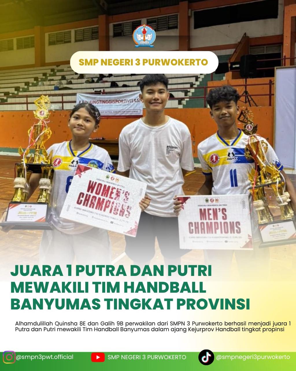 Prestasi Gemilang Siswa SMP Negeri 3 Purwokerto di Cabang Olahraga Bola Tangan