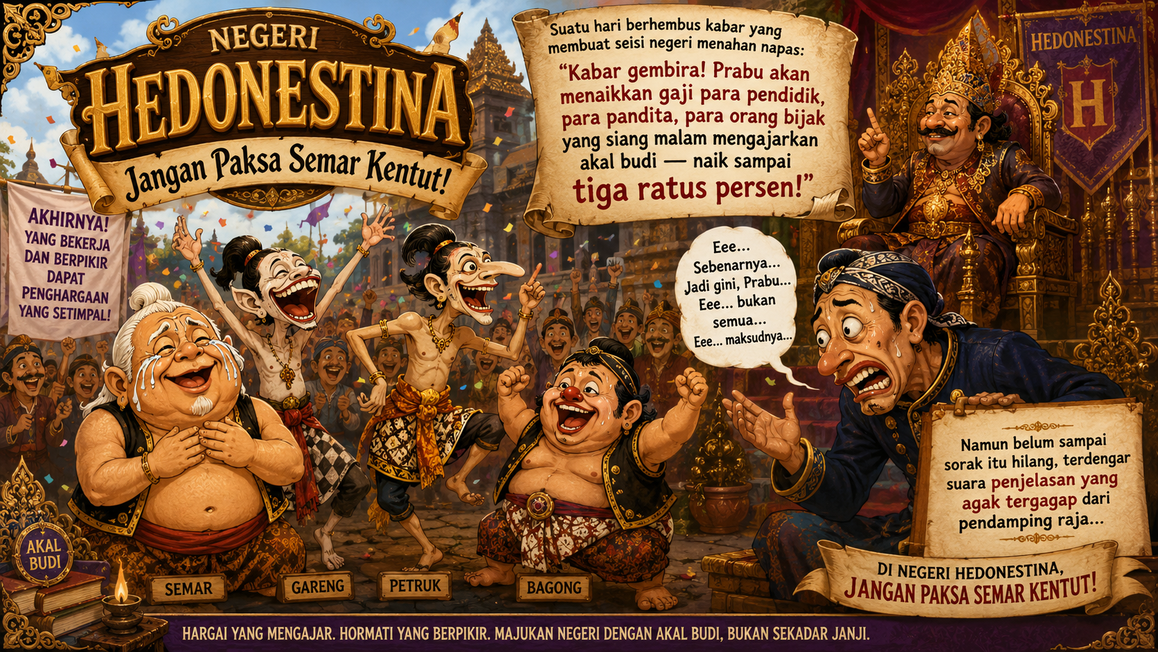Hedonestina, Jangan Paksa Semar Kentut!