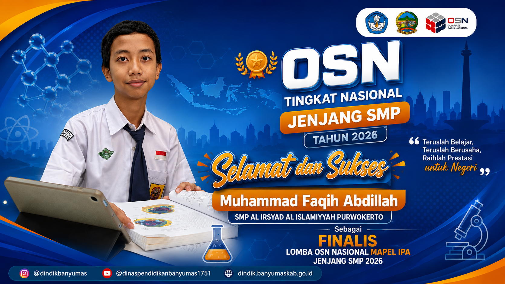 Muhammad Faqih Abdillah Wakili Banyumas di OSN Nasional
