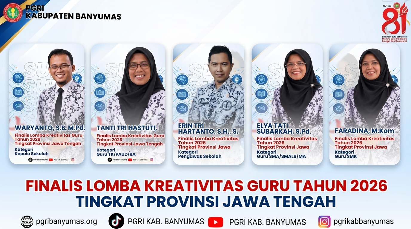 LIMA DELEGASI BANYUMAS MELAJU KE FINAL LOMBA KREATIVITAS GURU JAWA TENGAH 2026!